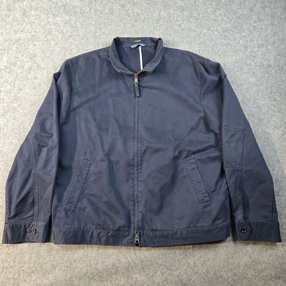 J‎ Crew Jacket Mens XL Blue Harington Preppy Bomber Cropped Full Zip Lightweight
